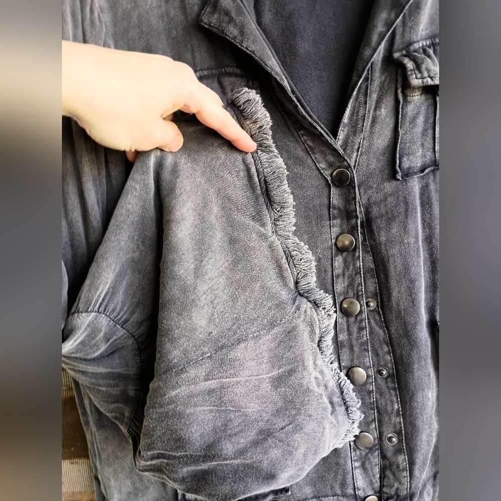 Chaser Women's Gray Vintage Wash Light Weight Jacket_Small - Picture 3 of 6